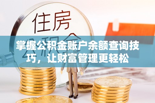 丽江掌握公积金账户余额查询技巧，让财富管理更轻松