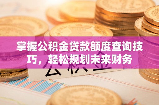 丽江掌握公积金贷款额度查询技巧，轻松规划未来财务